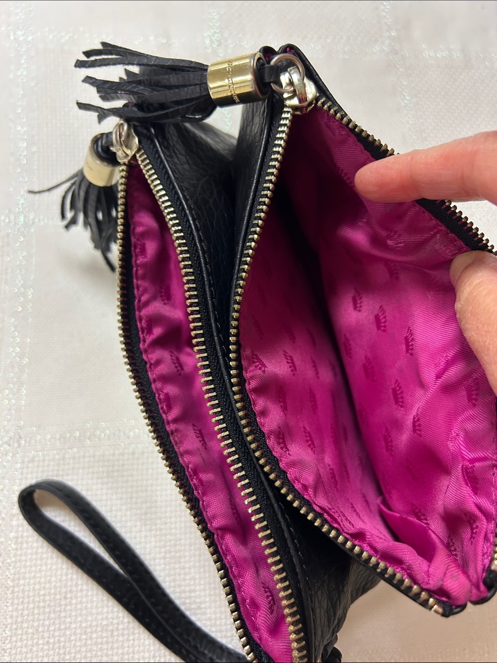 Juicy Couture Black Leather Tassel Wristlet image 3